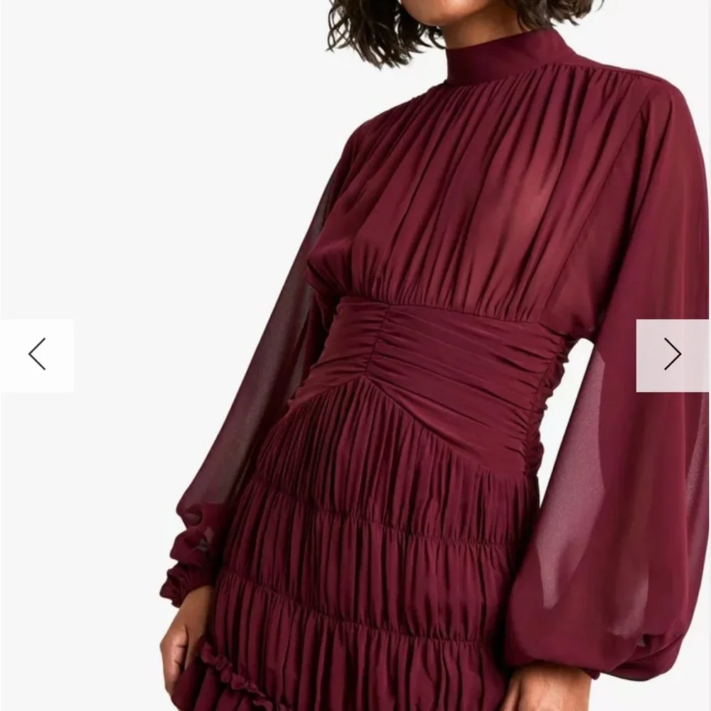 TALL CHIFFON RUCHED HIGH NECK RUFFLE DRESS - Picture 4 of 8